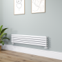 Sorrento White Oval Designer Radiator 295x1400mm Double Panel 2509 BTU image 1