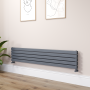 Riace Dark Grey Anthracite Flat Designer Radiator 350x1800mm Double Panel 3474 BTU image 1