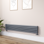 Sorrento Dark Grey Anthracite Oval Designer Radiator 295x1800mm Double Panel 3171 BTU image 1