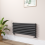 Sorrento Midnight Black Oval Designer Radiator 413x1000mm Double Panel 2584 BTU image 1