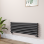 Sorrento Midnight Black Oval Designer Radiator 413x1200mm Double Panel 3048 BTU image 1