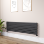 Riace Midnight Black Flat Designer Radiator 490x1800mm Double Panel 4863 BTU image 1