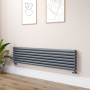 Sorrento Dark Grey Anthracite Oval Designer Radiator 413x1800mm Double Panel 4437 BTU image 1
