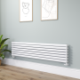 Sorrento White Oval Designer Radiator 413x1800mm Double Panel 4437 BTU image 1