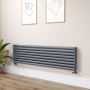 Sorrento Dark Grey Anthracite Oval Designer Radiator 472x1800mm Double Panel 5072 BTU image 1