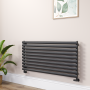 Sorrento Midnight Black Oval Designer Radiator 590x1200mm Single Panel 2863 BTU image 1