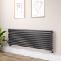 Sorrento Midnight Black Oval Designer Radiator 590x1800mm Single Panel 4256 BTU image 1