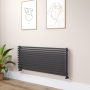 Ravello Midnight Black Square Designer Radiator 585x1400mm Single Panel 3782 BTU image 1