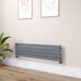 Riace Dark Grey Anthracite Flat Designer Radiator 350x1400mm Single Panel 1850 BTU image 1
