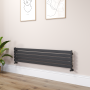 Riace Midnight Black Flat Designer Radiator 350x1600mm Single Panel 2109 BTU image 1