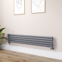 Sorrento Dark Grey Anthracite Oval Designer Radiator 295x1800mm Single Panel 2126 BTU image 1