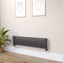 Ravello Midnight Black Square Designer Radiator 315x1400mm Single Panel 2034 BTU image 1