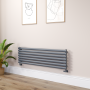 Sorrento Dark Grey Anthracite Oval Designer Radiator 413x1400mm Single Panel 2321 BTU image 1