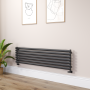 Sorrento Midnight Black Oval Designer Radiator 413x1600mm Single Panel 2645 BTU image 1