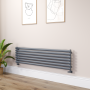 Sorrento Dark Grey Anthracite Oval Designer Radiator 413x1600mm Single Panel 2645 BTU image 1