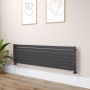 Riace Midnight Black Flat Designer Radiator 490x1800mm Single Panel 3317 BTU image 1
