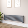 Sorrento Dark Grey Anthracite Oval Designer Radiator 413x1800mm Single Panel 2980 BTU image 1