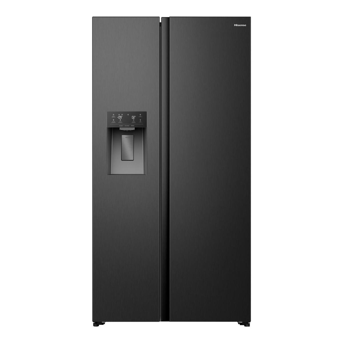 Hisense PureFlat 528 Litre Side-By-Side American Fridge Freezer - Black image 1