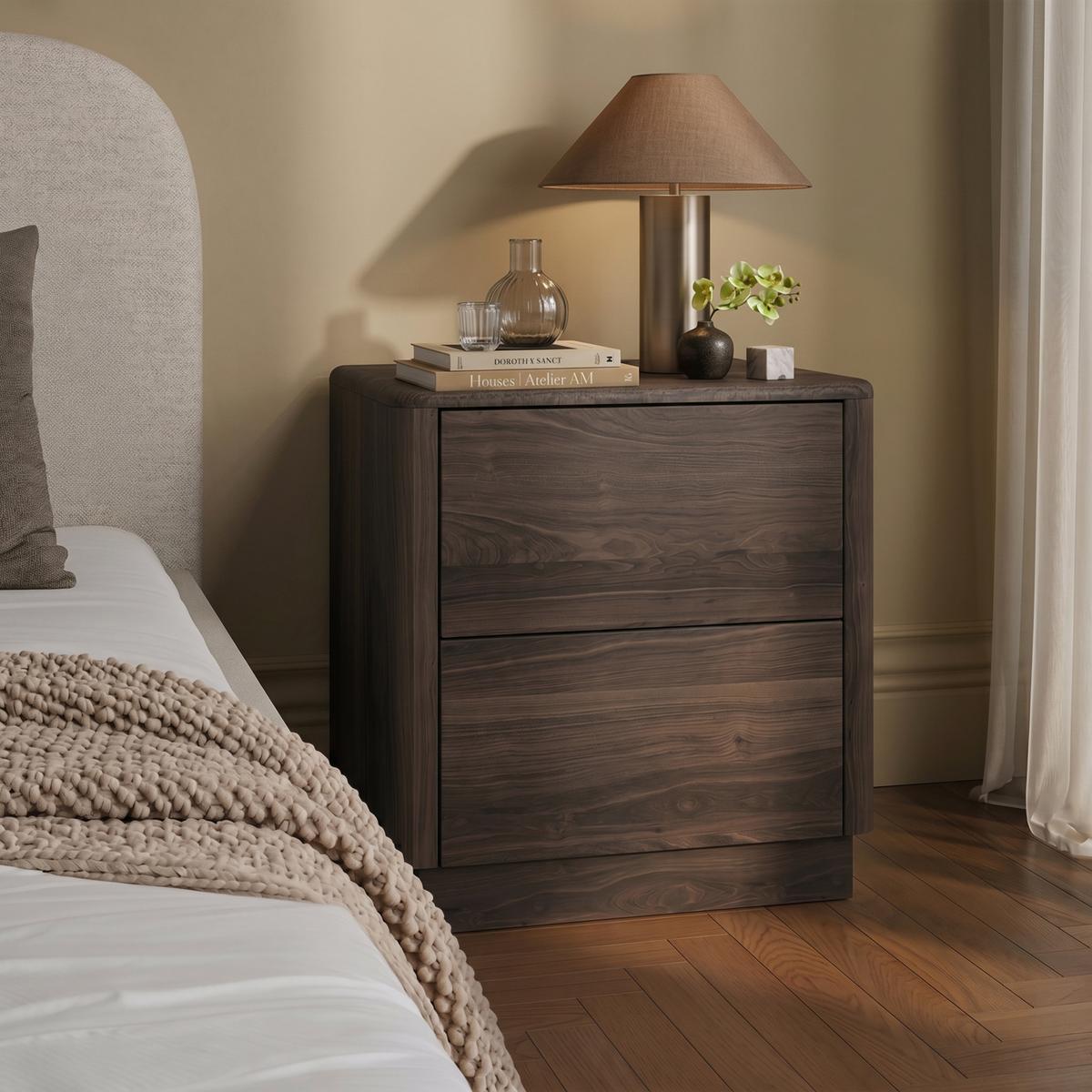 Rowan 2 Drawer Bedside in Walnut Effect  image 1