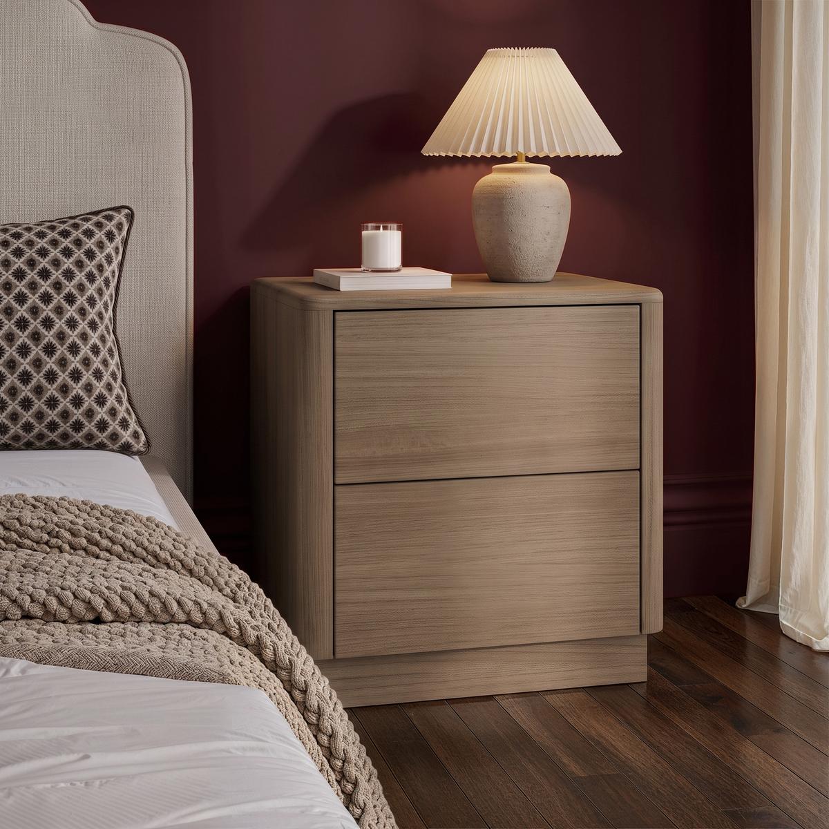 Rowan 2 Drawer Bedside in Oak Effect  image 1