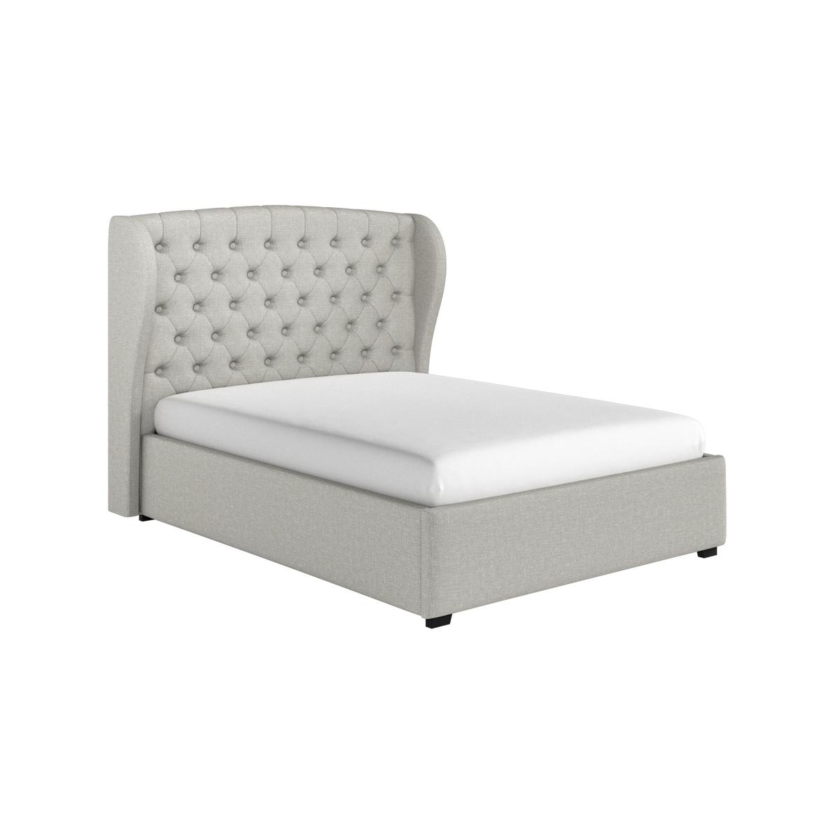 ONLY OPENED - Grey Fabric King Size Ottoman Bed with Winged Headboard - Safina image 1