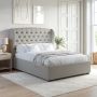 GRADE A1 - Grey Super King Ottoman Bed with Winged Chesterfield Headboard - Safina