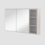 Triple Door Beige Bathroom Mirror Cabinet with Lights Demister & Shaver Socket 1200 x 700mm- Sidra image 1