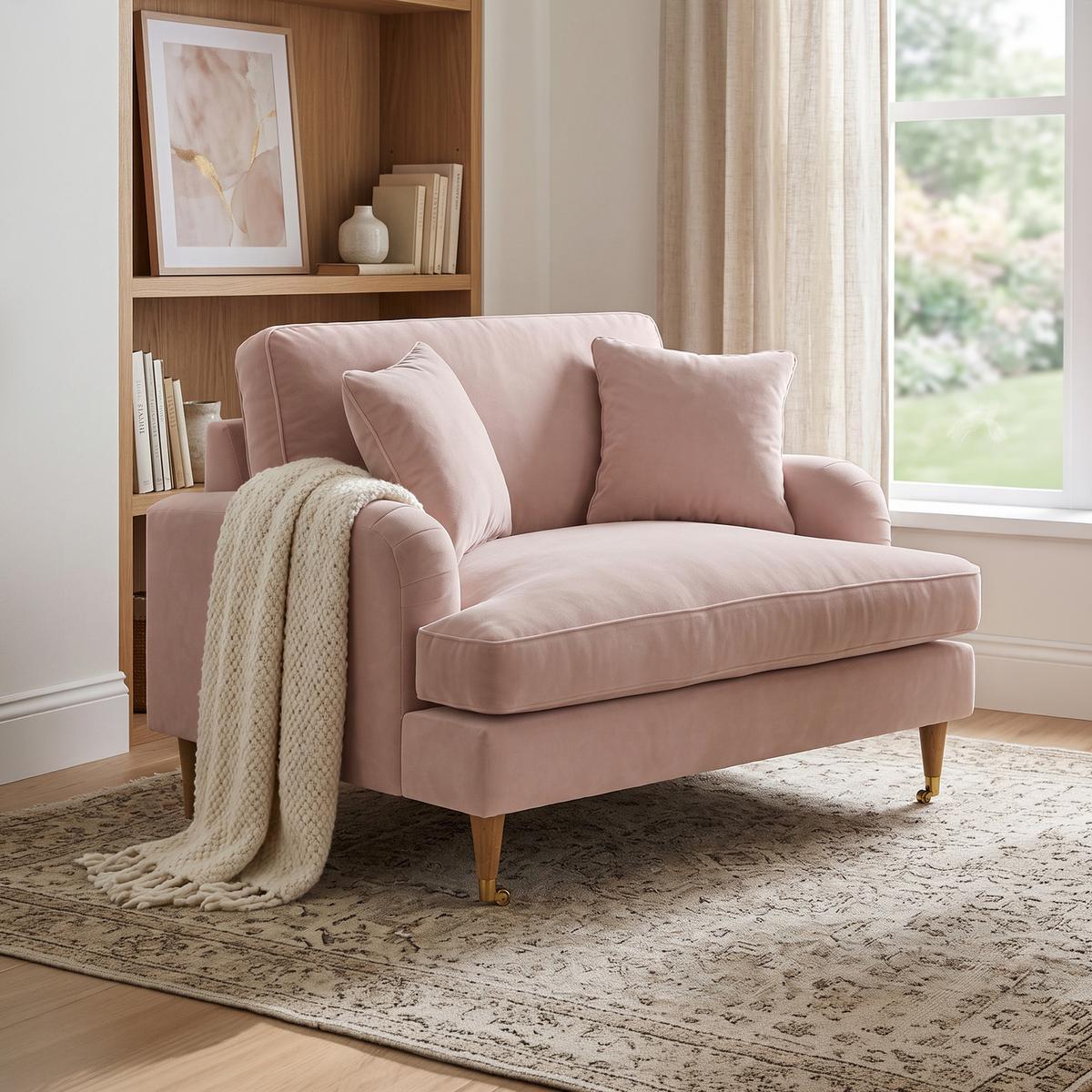 Dusty Pink Velvet Love Seat - Payton image 1