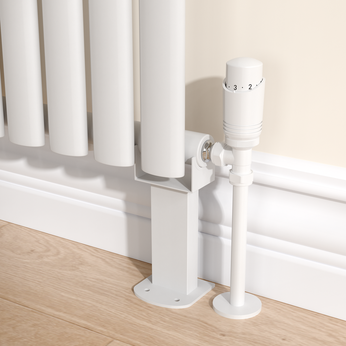 GRADE A1 - Sorrento White Designer Radiator Feet -Suitable for Single and Double Panel Radiator
