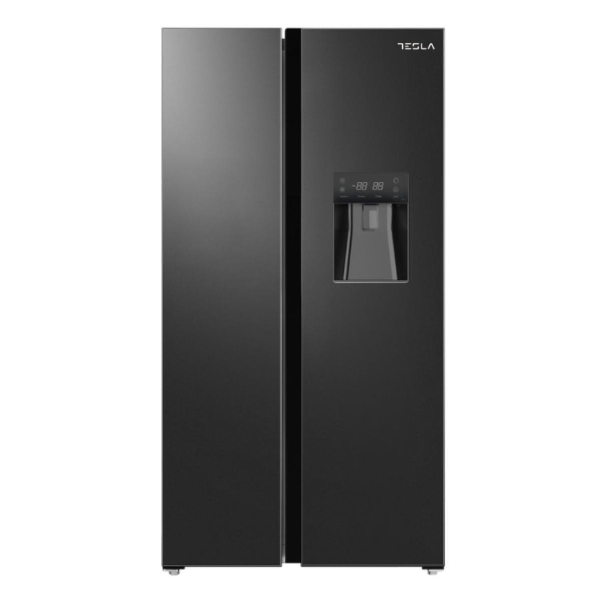 GRADE A2 - Tesla 582 Litre Side-By-Side American Fridge Freezer - Black