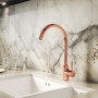 Single Lever Brushed Copper Monobloc Kitchen Mixer Tap - Enza Tamara image 1