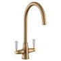 Rangemaster AquaClassic Double Lever Kitchen Mixer Tap - Antique Brass image 1