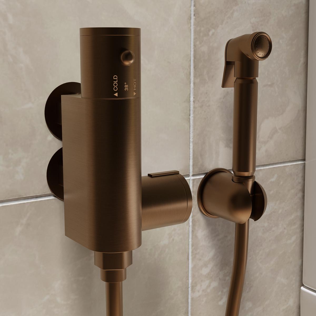 GRADE A1 - Brushed Bronze Thermostatic Douche Shower / Bidet Shower Spray Kit - Arissa