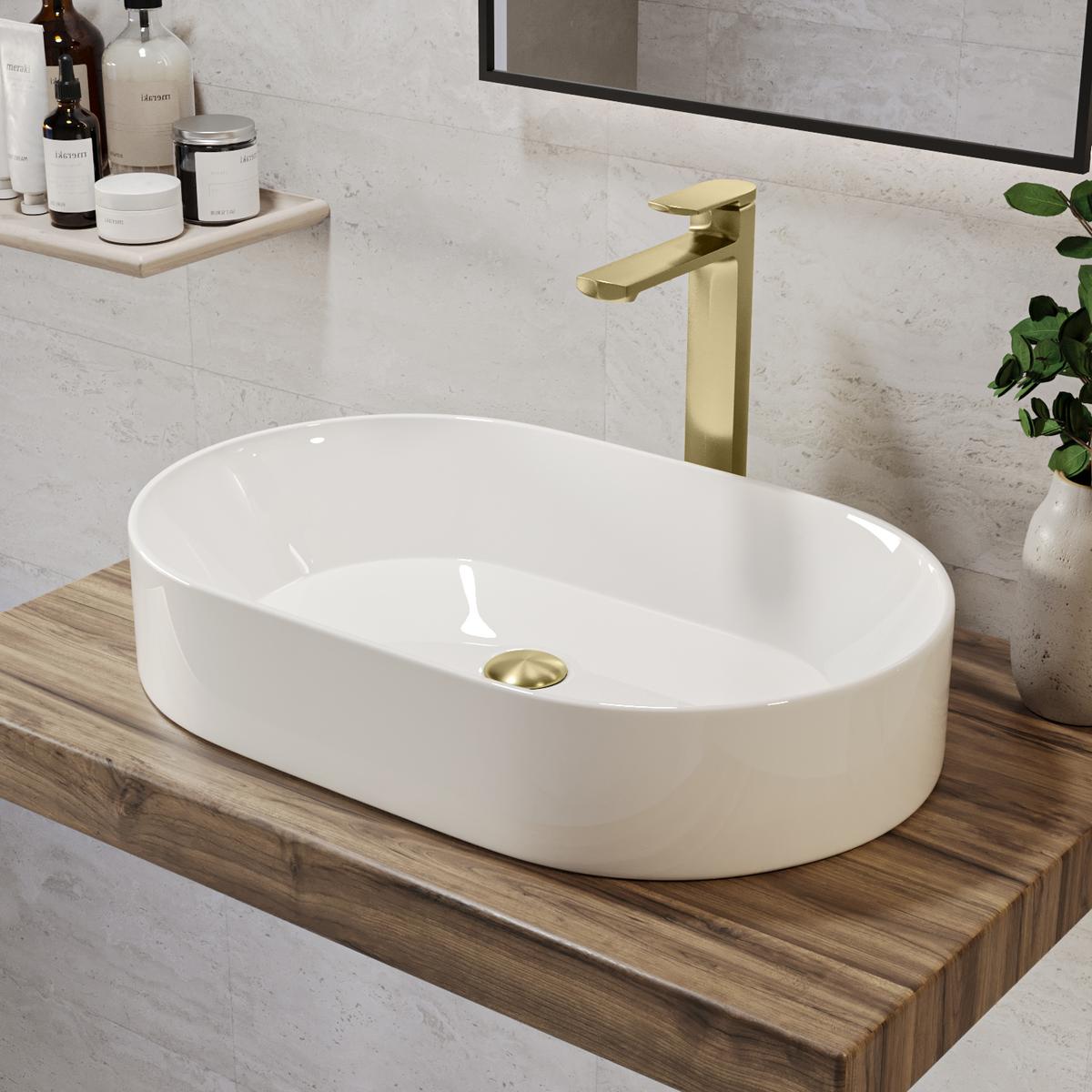 ONLY OPENED - White Oval Countertop Basin 600mm - Tennessee