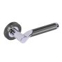 Internal Black Nickel and Silver Polished Chrome Lever Door Handle with Latch and Hinges Pack - 65mm Latch - Timis - XL Joinery image 1