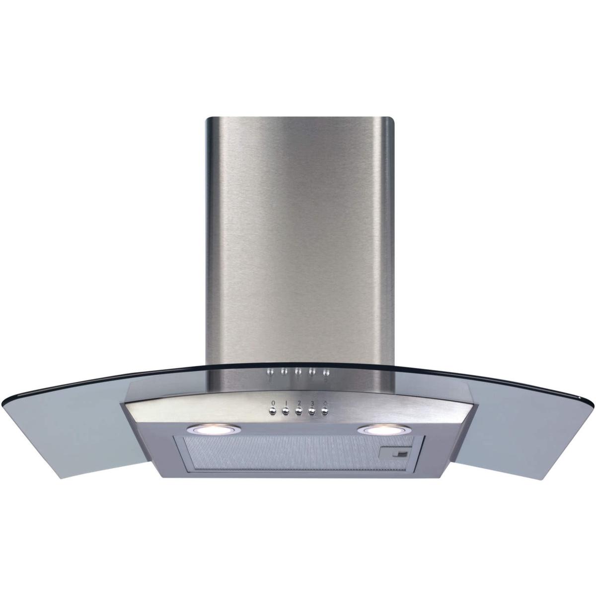 Refurbished CDA ECP72SS Curved Glass 70cm Chimney Cooker Hood Stainless Steel image 1