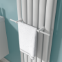 White Designer Towel Holder for Steel & Electric Radiators - 420mm image 1