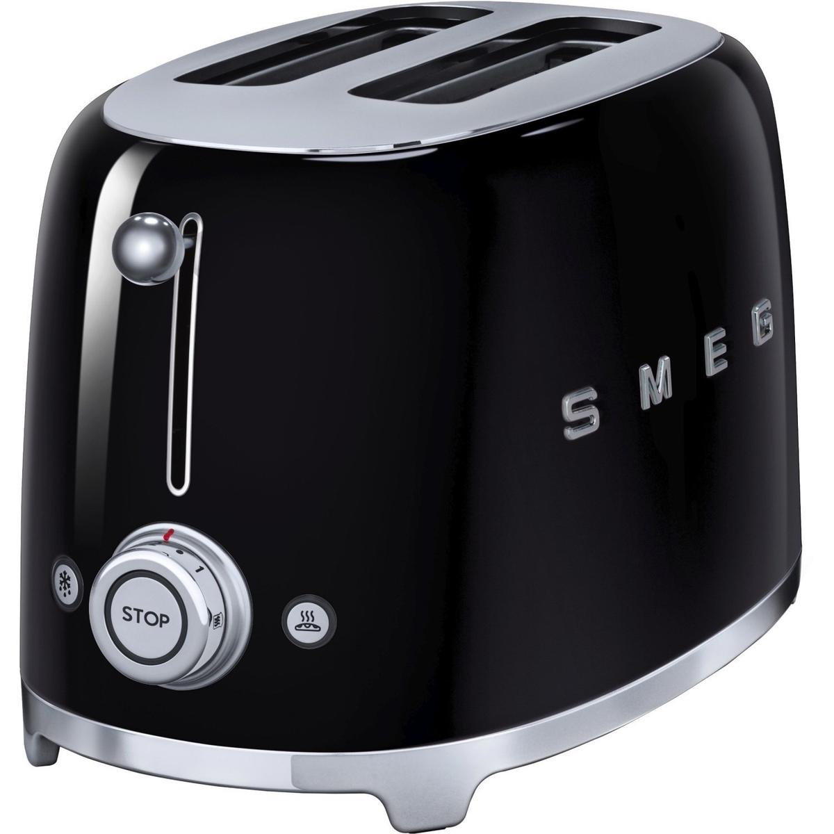 Refurbished Smeg TSF01BLUK Black Retro 2 Slice Toaster image 1