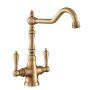 Rangemaster Waverley Double Lever Kitchen Mixer Tap  - Antique Brass image 1