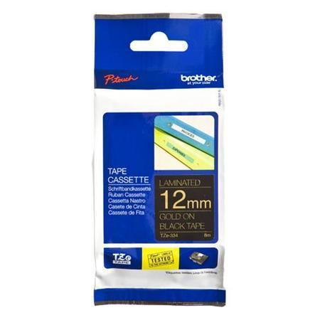 Brother TZE334 12mm Gold on Black Tape image 1
