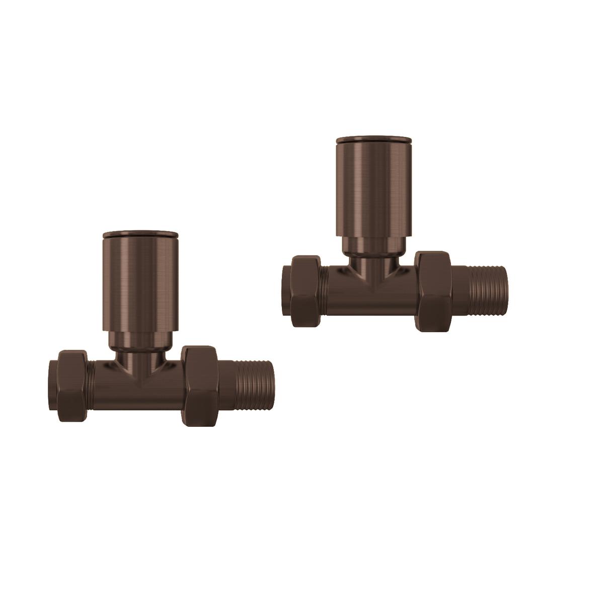 Bronze Round Straight Radiator Valves - Nazco image 1