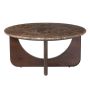 Large Round Brown Marble and Walnut Coffee Table - Ivan image 1