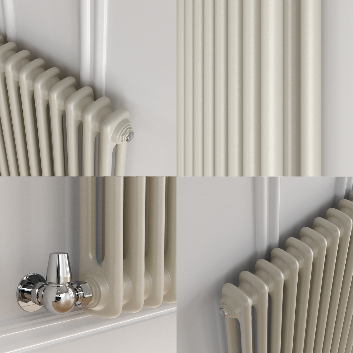 GRADE A1 - Reggio Linen Vertical Double Column Traditional Radiator 1800x470mm 4399 BTU - Cast Iron Style