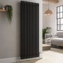 Refurbished Reggio Midnight Black Vertical Double Column Traditional Radiator 1500x560mm 4458 BTU - Cast Iron Style