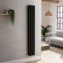 Sorrento Midnight Black Vertical Oval Designer Radiator 1600x236mm Double Panel 2234 BTU image 5
