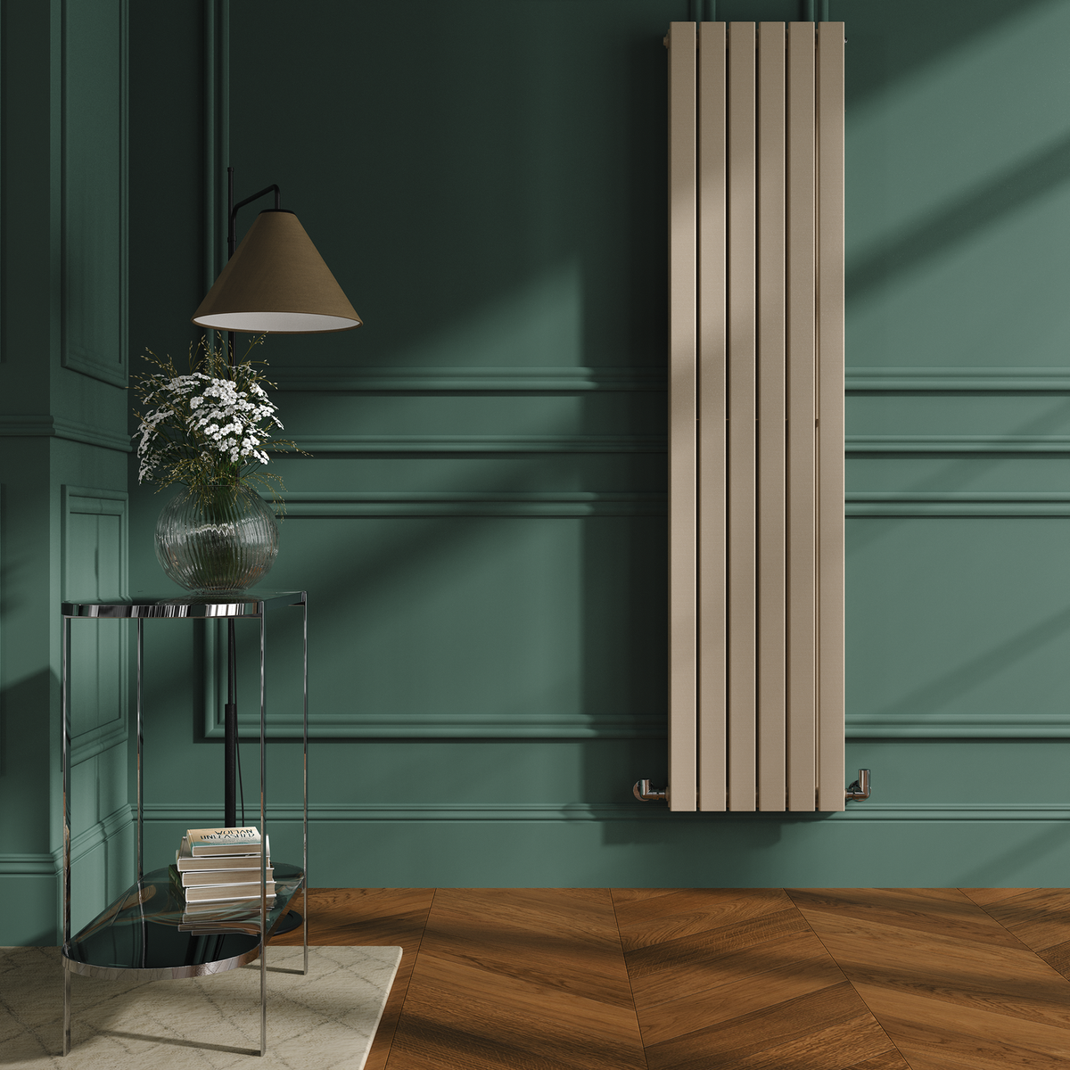 GRADE A1 - Riace Cleopatra Vertical Flat Designer Radiator 1800x408mm Double Panel 4168 BTU