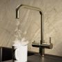 Brushed Brass 3 in 1 Instant Boiling Hot Kitchen Mixer Square Tap with 3L Boiler - Pronto Vesta image 1