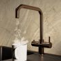 Brushed Bronze 3 in 1 Instant Boiling Hot Kitchen Mixer Square Tap with 3L Boiler - Pronto Vesta image 1