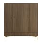 Dark Oak Ribbed 4 Door Wardrobe with 2 Drawers - Valencia  image 1