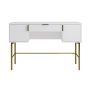 White Ribbed Dressing Table with Storage and Fold-Out Mirror - Valencia  image 1